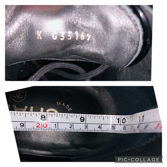 Chanel 20C Patent Cap toe Lace up Pearl details Lambskin black bootie EU 40 - Picture 7 of 16